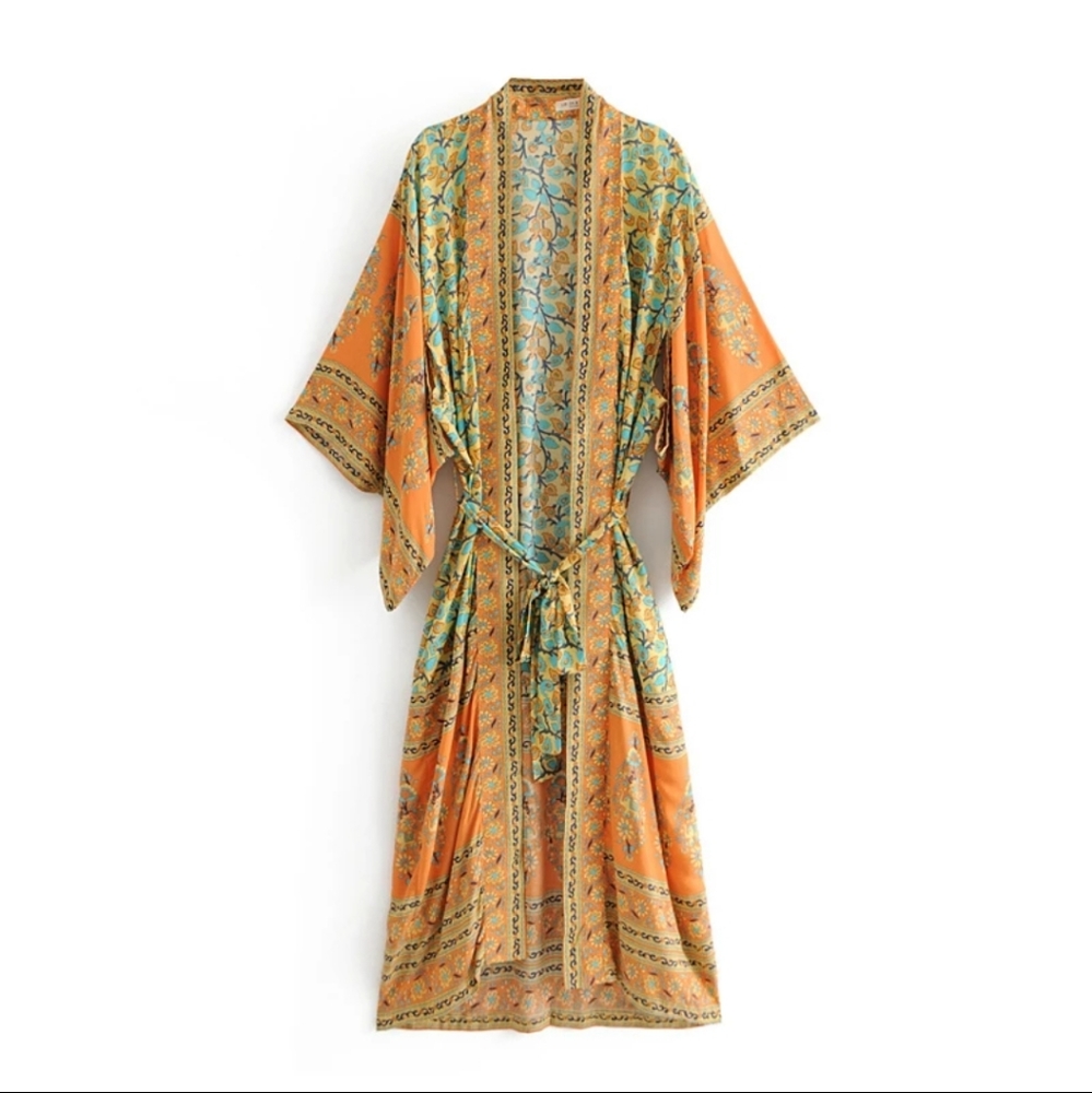 NEW VINTAGE BOHEMIAN ROBE KIMONO - Picture 2 of 15
